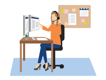 Person sitting at desk on conference call