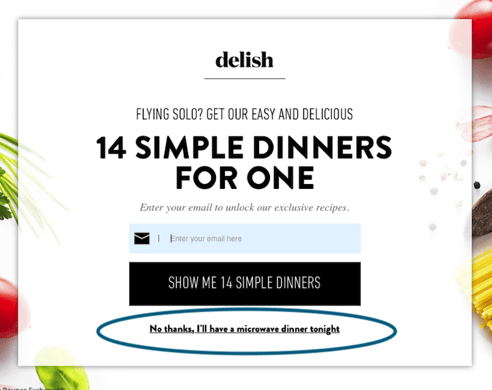 Delish email marketing pop-up-1