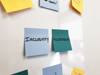 Inclusivity and accessibility workshop post its