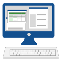 computer screen and keyboard