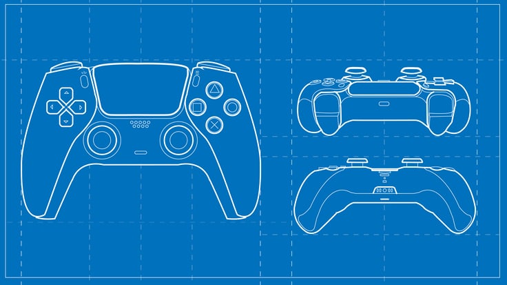 Blueprint illustration of Playstation controller