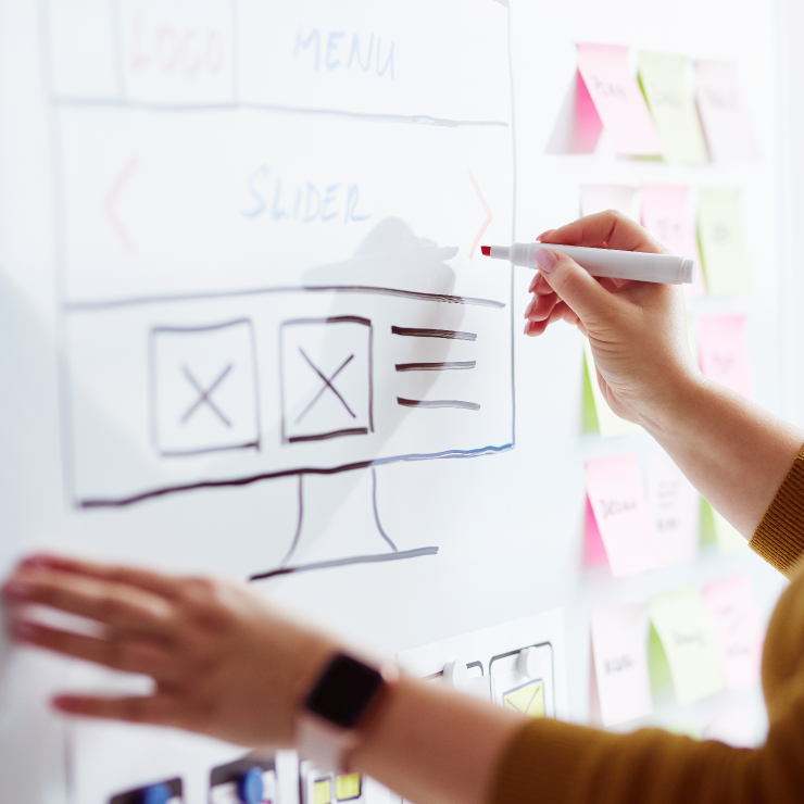 Woman whiteboarding 