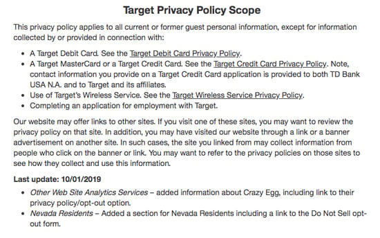 Target privacy policy 