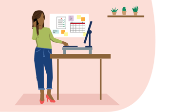 Woman working from home at desk