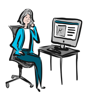 older woman at computer