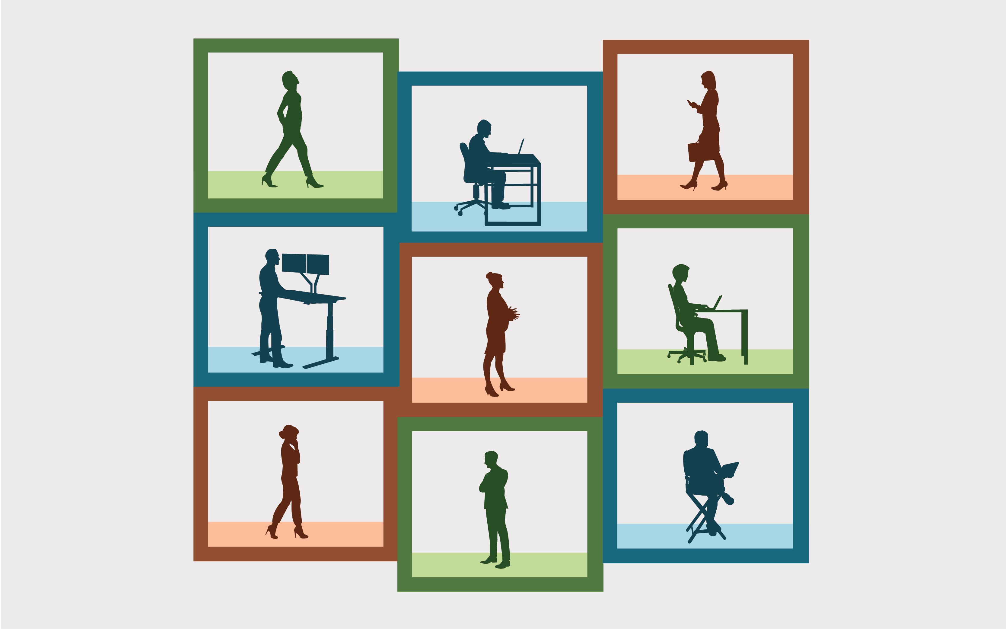 Several people figures working inside of abstract boxes. Illustration.