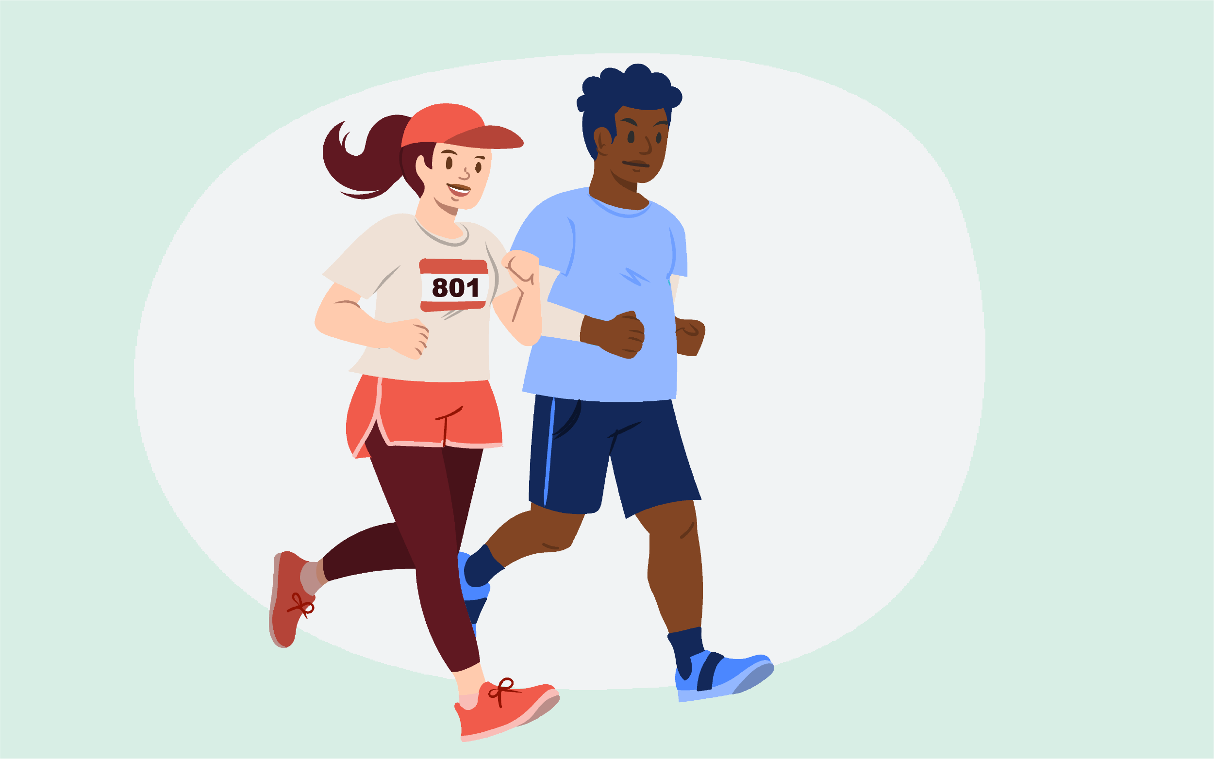 Illustration. Two runners running side by side