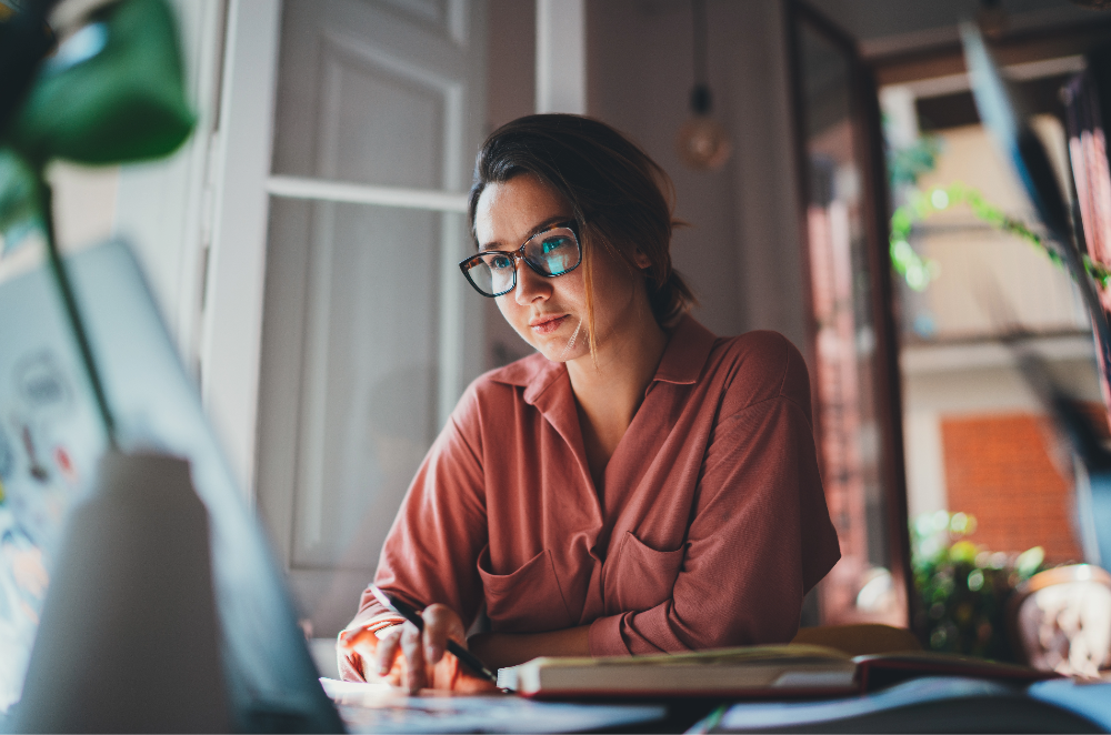 woman working on computer