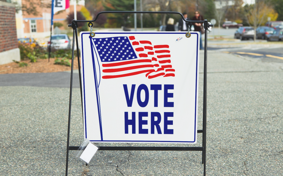 Vote Here Street Sign